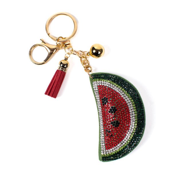 Crystal Bling Watermelon Tassel Keychain-31373EM-G - Bundle Bus