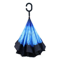 Deep Blue Flower Double Layer Inverted Umbrella - UM18066-1 - Bundle Bus