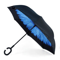 Deep Blue Flower Double Layer Inverted Umbrella - UM18066-1 - Bundle Bus