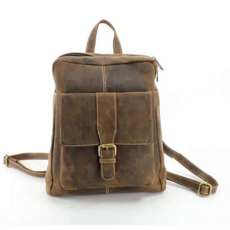 Distressed Brown Leather Backpack 1744 - Bundle Bus