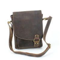 Distressed Brown Leather Flap Over Crossbody Bag AB 1746 - Bundle Bus