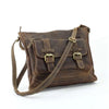 Distressed Brown Leather Front Buckle Pocket Crossbody bag #1742 - Bundle Bus