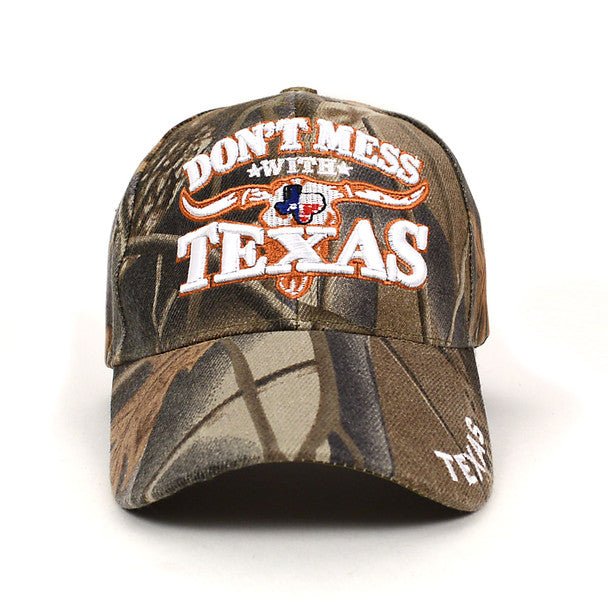 "Don't Mess With Texas" Camo 3D Embroidered Baseball Cap, Hat EBC10297 - Bundle Bus