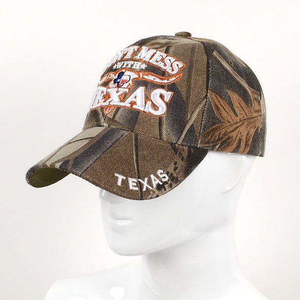 "Don't Mess With Texas" Camo 3D Embroidered Baseball Cap, Hat EBC10297 - Bundle Bus