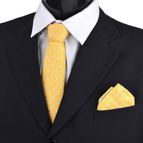 Dotted & Solid Tie with Matching Hanky Box Set - THX12-YW-1 - Bundle Bus