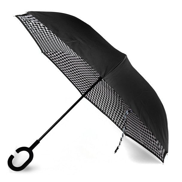 Double Layer Houndstooth Inverted Umbrella - UM18081 - Bundle Bus