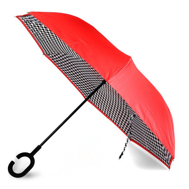 Double Layer Houndstooth Inverted Umbrella - UM18081 - Bundle Bus