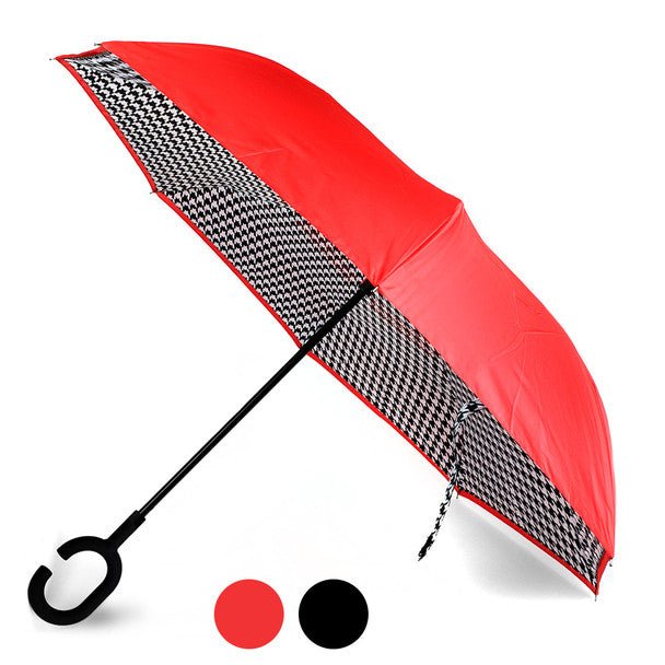 Double Layer Houndstooth Inverted Umbrella - UM18081 - Bundle Bus