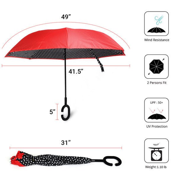 Double Layer Polka Dot Inverted Umbrella - UM5022-P - Bundle Bus