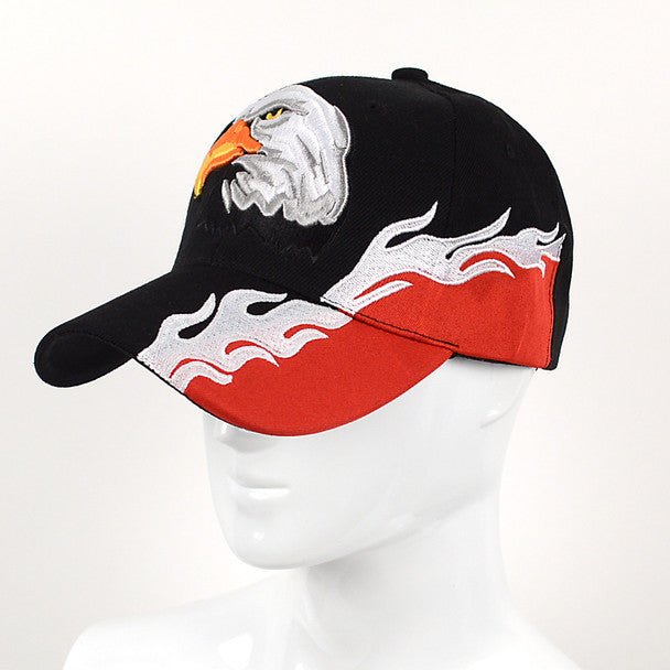 Eagle Flames Black & Red 3D Embroidered Baseball Cap, Hat EBC10301 - Bundle Bus