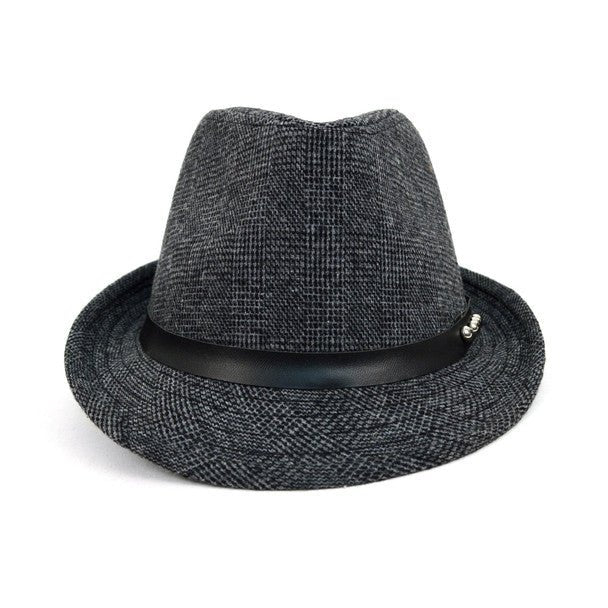 Fall/Winter Charcoal Trilby Fedora Hat with Black Leather Band - H1805024 - Bundle Bus