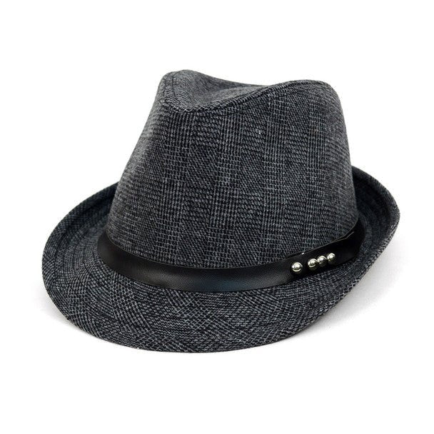 Fall/Winter Charcoal Trilby Fedora Hat with Black Leather Band - H1805024 - Bundle Bus