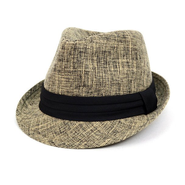 Fall/Winter Light Brown Trilby Fedora Hat with Black Band Trim - H1805023 - Bundle Bus