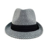 Fall/Winter Striped Trilby Fedora Hat with Black Band Trim-H1805016 - Bundle Bus