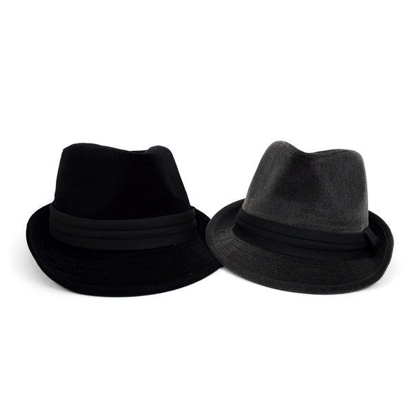 Fall/Winter Trilby Fedora Hat with Black Band Trim - H1805015 - Bundle Bus