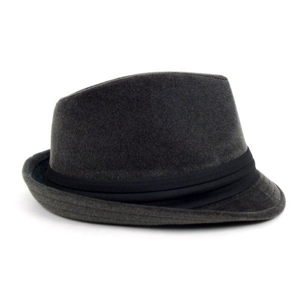 Fall/Winter Trilby Fedora Hat with Black Band Trim - H1805015 - Bundle Bus