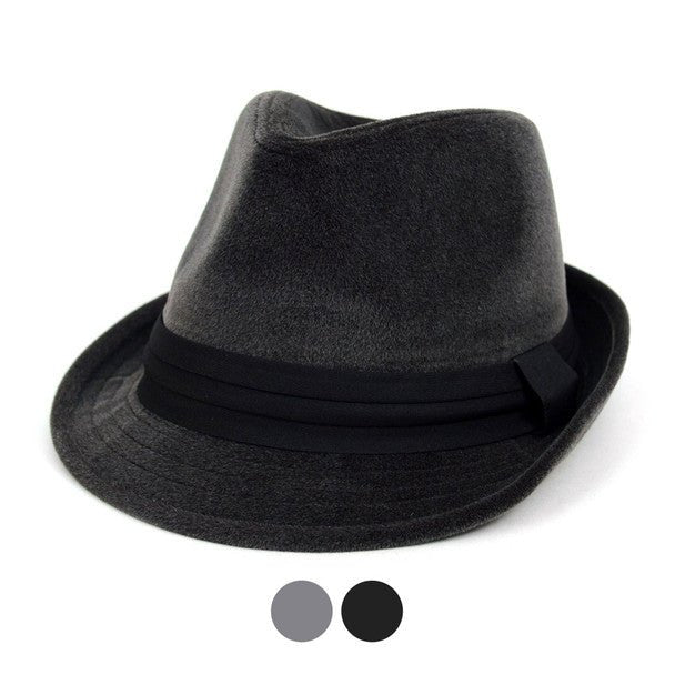 Fall/Winter Trilby Fedora Hat with Black Band Trim - H1805015 - Bundle Bus