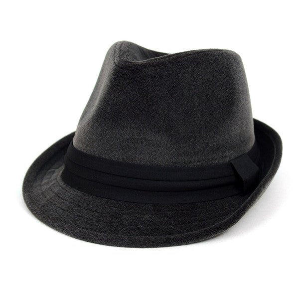 Fall/Winter Trilby Fedora Hat with Black Band Trim - H1805015 - Bundle Bus