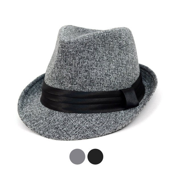 Fall/Winter Trilby Fedora Hat with Black Band Trim - H1805018 - Bundle Bus