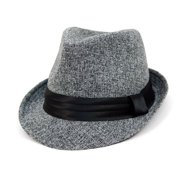 Fall/Winter Trilby Fedora Hat with Black Band Trim - H1805018 - Bundle Bus