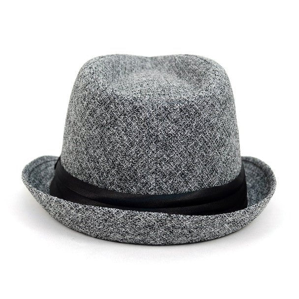 Fall/Winter Trilby Fedora Hat with Black Band Trim - H1805018 - Bundle Bus