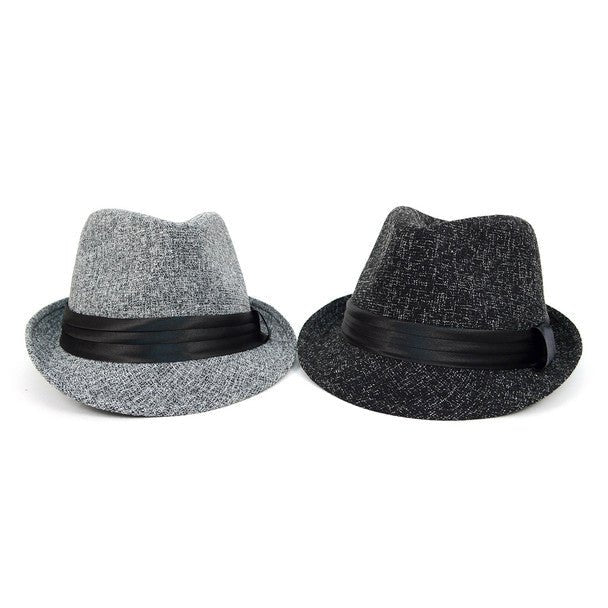 Fall/Winter Trilby Fedora Hat with Black Band Trim - H1805018 - Bundle Bus