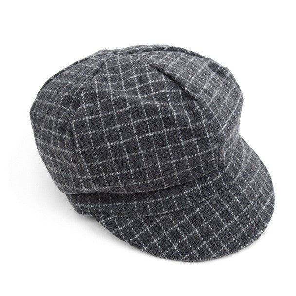 Fall/Winter Unisex British Newsboy Windowpane Beret Style Cap - WNH1760-63 - Bundle Bus