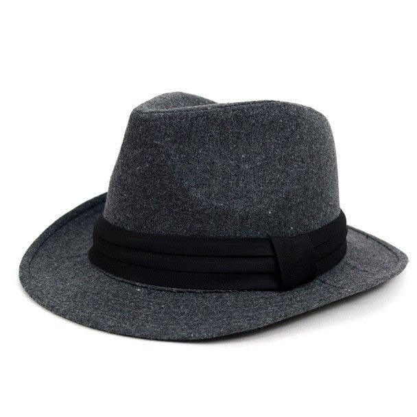 Fall/Winter Wide Brim Trilby Fedora Hat with Black Band Trim - H1805264 - Bundle Bus