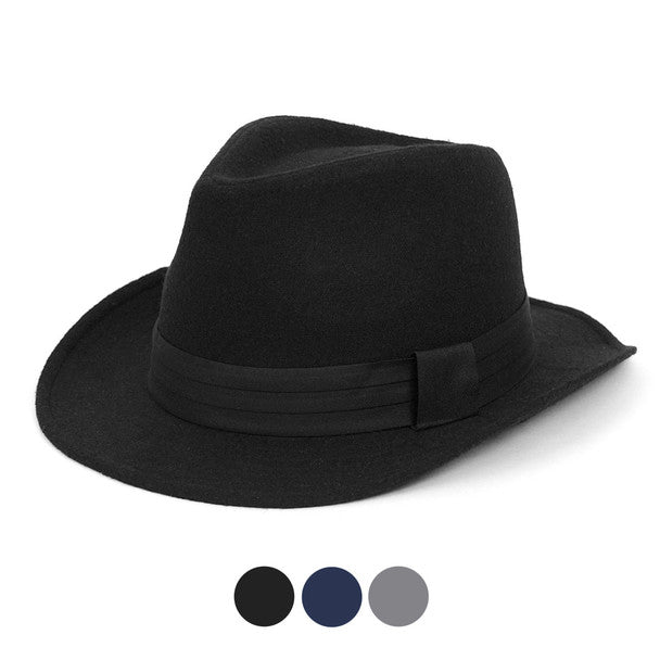 Fall/Winter Wide Brim Trilby Fedora Hat with Black Band Trim - H1805264 - Bundle Bus