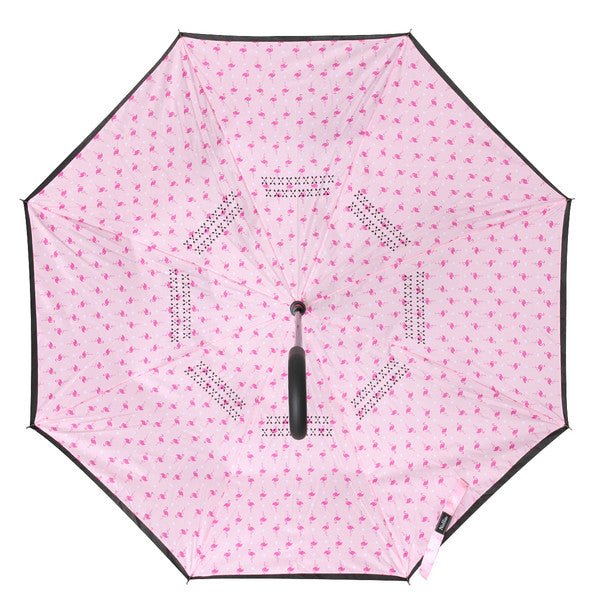 Flamingo Reverse Open Inverted Umbrella -IUM18096-BK - Bundle Bus