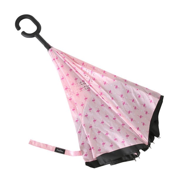 Flamingo Reverse Open Inverted Umbrella -IUM18096-BK - Bundle Bus