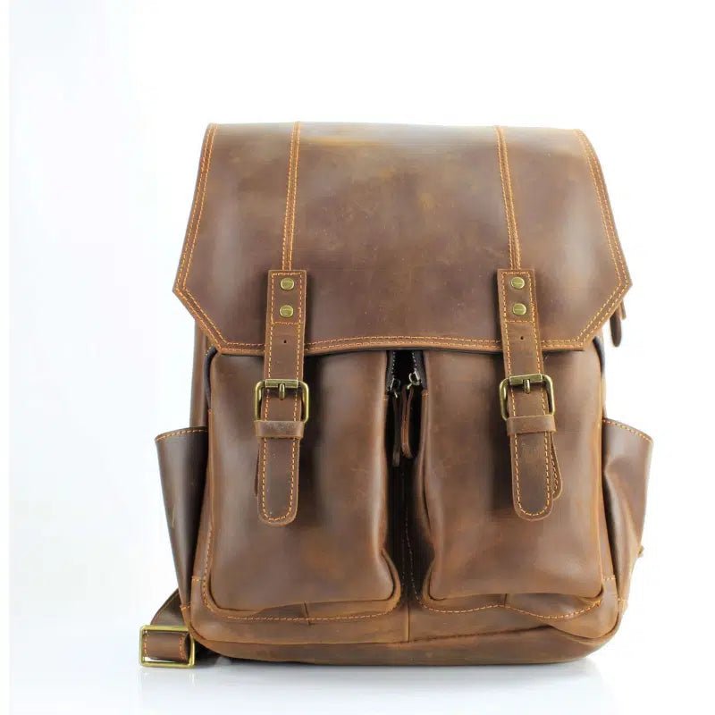 Flap Over Oil Pull Up Leather Backpack # AB 1811 - Bundle Bus