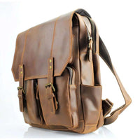 Flap Over Oil Pull Up Leather Backpack # AB 1811 - Bundle Bus