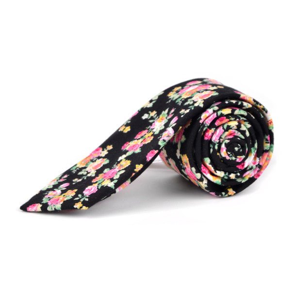 Floral Cotton Slim Tie 2.5" - NVC-FLORAL1 - Bundle Bus