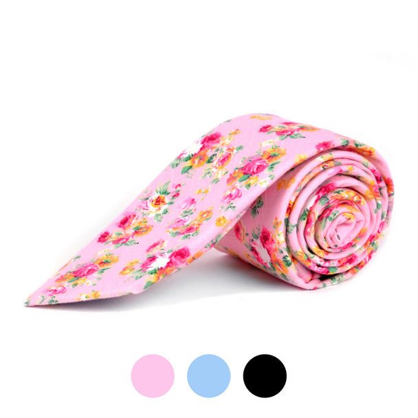 Floral Cotton Slim Tie 2.5" - NVC-FLORAL1 - Bundle Bus