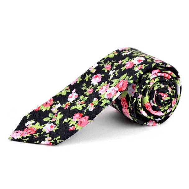 Floral Cotton Slim Tie 2.5" - NVC-FLORAL10 - Bundle Bus