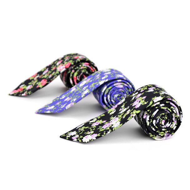 Floral Cotton Slim Tie 2.5" - NVC-FLORAL10 - Bundle Bus