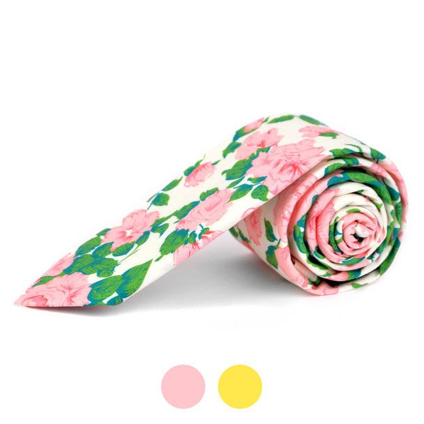 Floral Cotton Slim Tie 2.5"- NVC-FLORAL3 - Bundle Bus