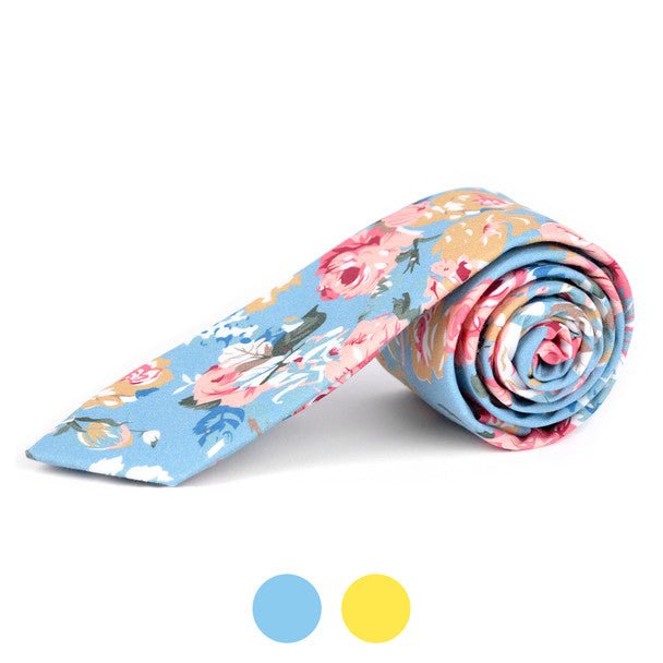 Floral Cotton Slim Tie 2.5" - NVC-FLORAL4 - Bundle Bus