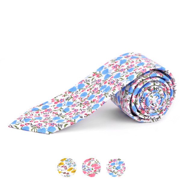 Floral Cotton Slim Tie 2.5" - NVC-FLORAL5 - Bundle Bus