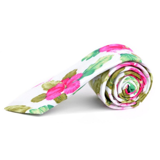 Floral Cotton Slim Tie 2.5" - NVC-FLORAL7 - Bundle Bus