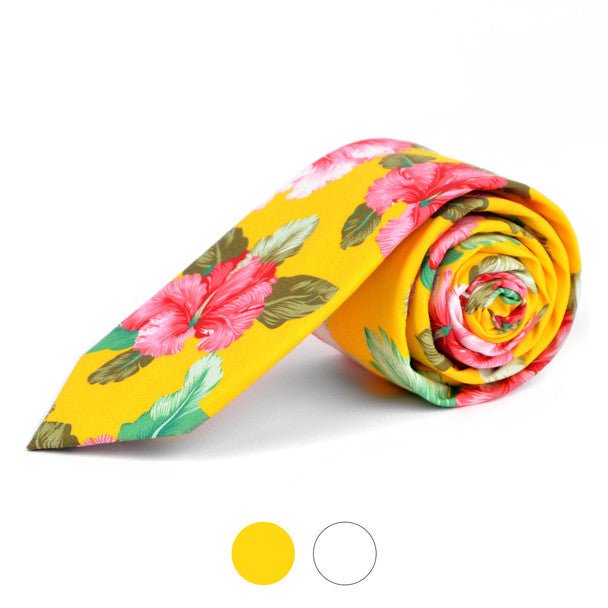 Floral Cotton Slim Tie 2.5" - NVC-FLORAL7 - Bundle Bus