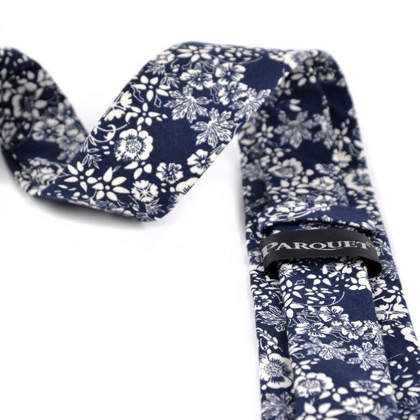 Floral Cotton Slim Tie 2.5" - NVC-FLORAL8 - Bundle Bus