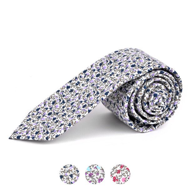 Floral Cotton Slim Tie 2.5" - NVC-FLORAL9 - Bundle Bus