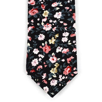 Floral Wedding Black & Pink 2.5" Cotton Slim Tie - NVC17121 - Bundle Bus