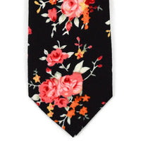 Floral Wedding Black & Rose 2.5" Cotton Slim Tie - NVC17133 - Bundle Bus