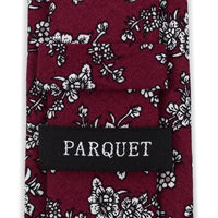 Floral Wedding Burgundy & White 2.5" Cotton Slim Tie - NVC17125 - Bundle Bus