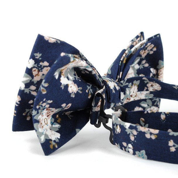 Floral Wedding Cotton Banded Bow Tie - NFCB17117 - Bundle Bus