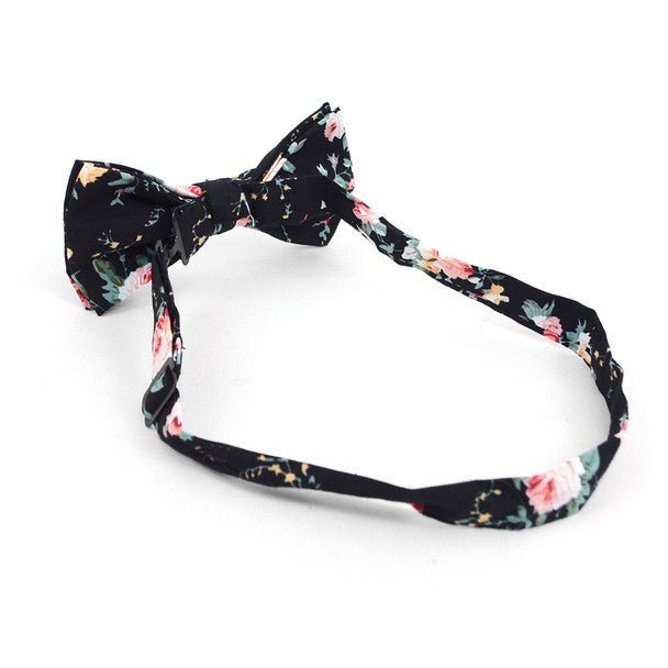 Floral Wedding Cotton Banded Bow Tie - NFCB17127 - Bundle Bus