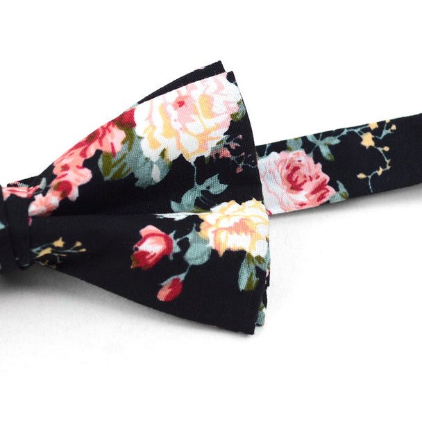 Floral Wedding Cotton Banded Bow Tie - NFCB17127 - Bundle Bus